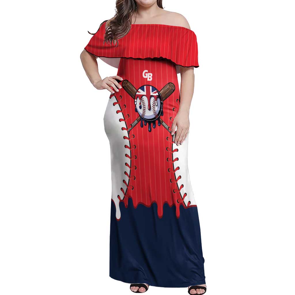 Great Britain 2026 Baseball Custom Off Shoulder Maxi Dress Go Champions Drip Style