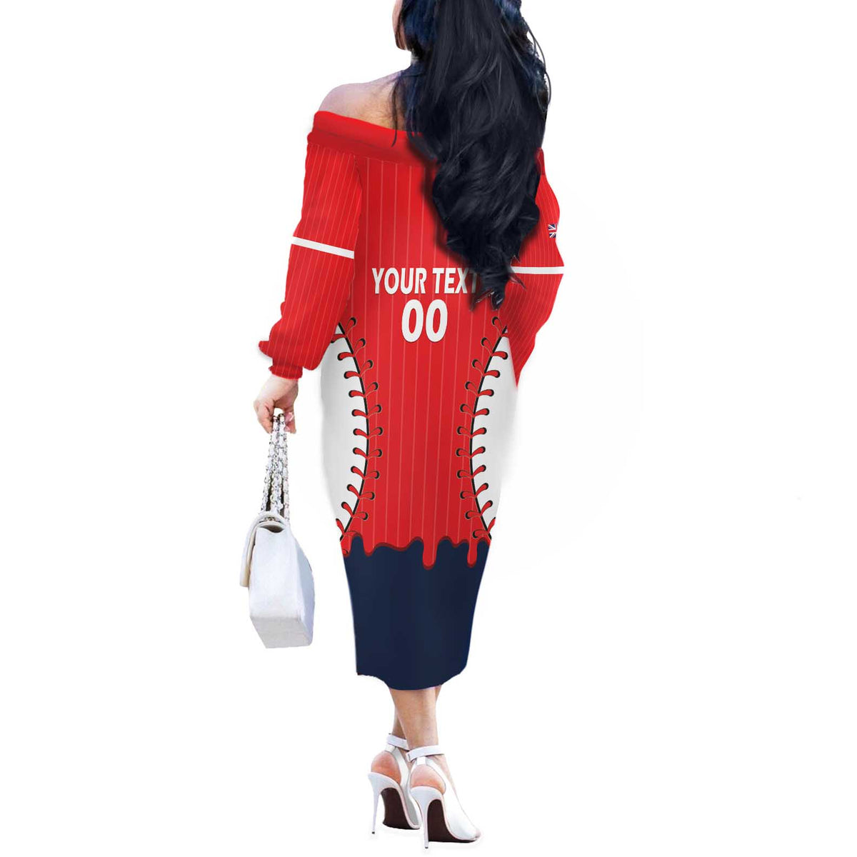 Great Britain 2026 Baseball Custom Off The Shoulder Long Sleeve Dress Go Champions Drip Style