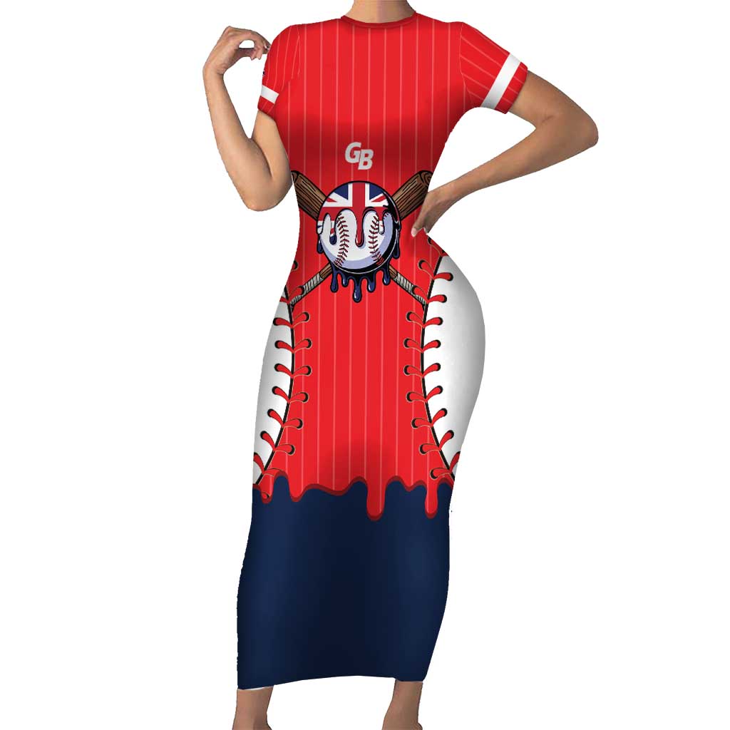 Great Britain 2026 Baseball Custom Short Sleeve Bodycon Dress Go Champions Drip Style
