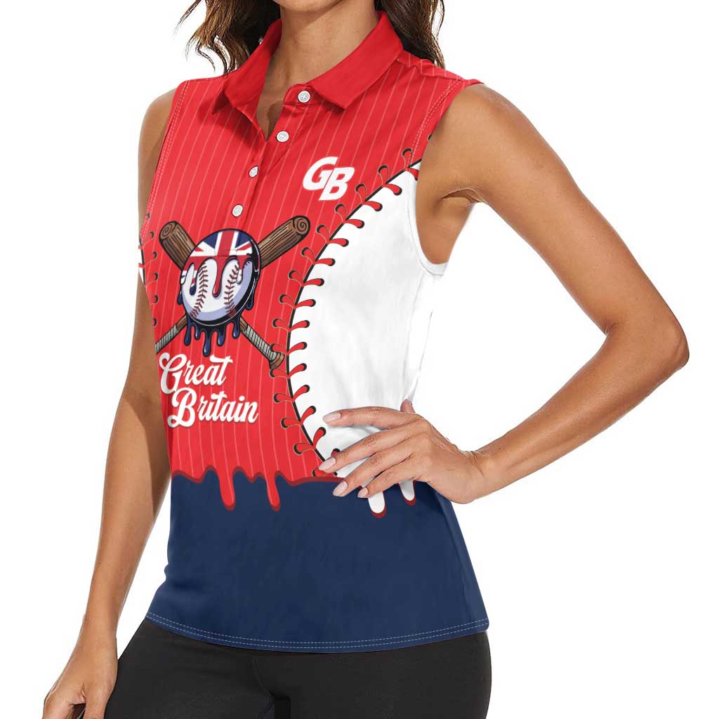 Great Britain 2026 Baseball Custom Women Sleeveless Polo Shirt Go Champions Drip Style