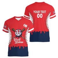 Great Britain 2026 Baseball Custom Women V-Neck T-Shirt Go Champions Drip Style
