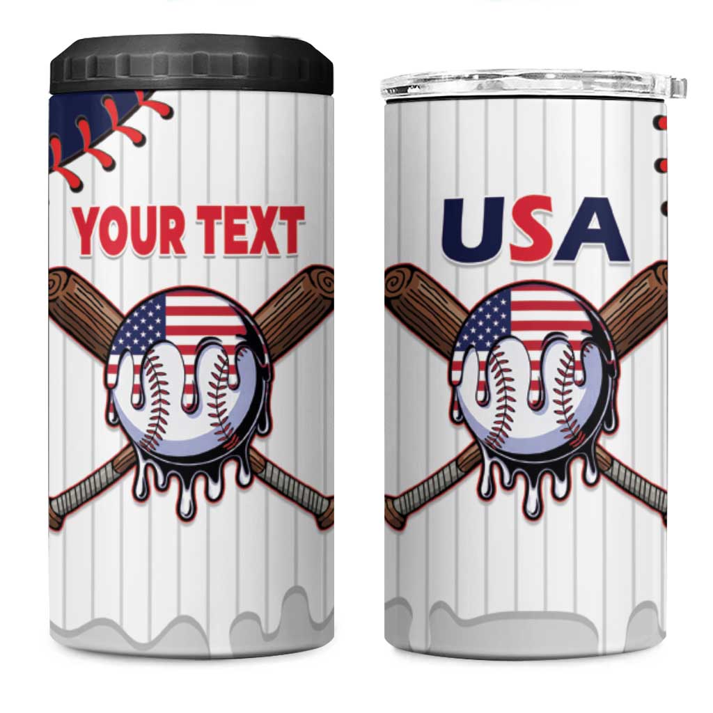 United States 2026 Baseball Custom 4 in 1 Can Cooler Tumbler Go USA Drip Style