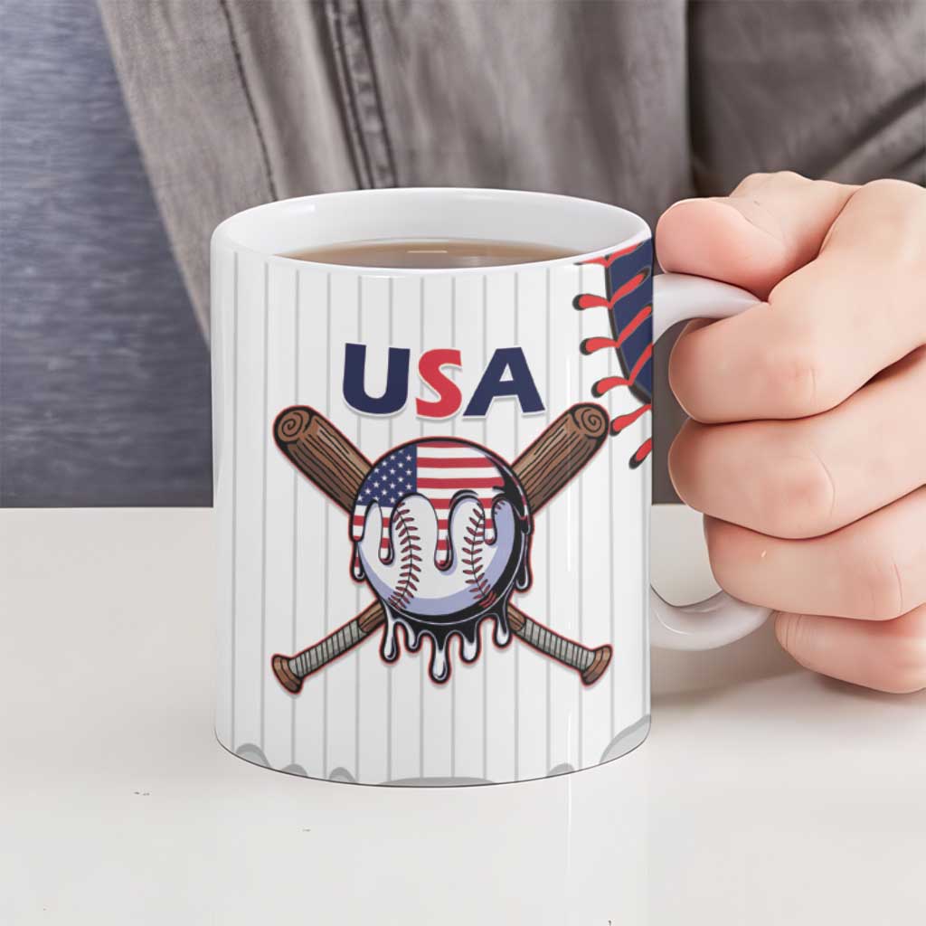 United States 2026 Baseball Custom Ceramic Mug Go USA Drip Style