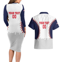 United States 2026 Baseball Custom Couples Matching Long Sleeve Bodycon Dress and Hawaiian Shirt Go USA Drip Style