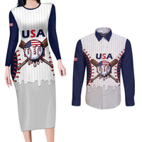 United States 2026 Baseball Custom Couples Matching Long Sleeve Bodycon Dress and Long Sleeve Button Shirt Go USA Drip Style