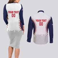 United States 2026 Baseball Custom Couples Matching Long Sleeve Bodycon Dress and Long Sleeve Button Shirt Go USA Drip Style