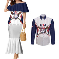 United States 2026 Baseball Custom Couples Matching Mermaid Dress and Long Sleeve Button Shirt Go USA Drip Style