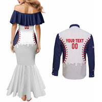 United States 2026 Baseball Custom Couples Matching Mermaid Dress and Long Sleeve Button Shirt Go USA Drip Style