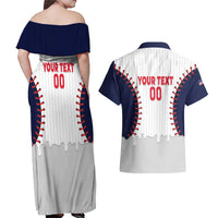 United States 2026 Baseball Custom Couples Matching Off Shoulder Maxi Dress and Hawaiian Shirt Go USA Drip Style