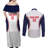 United States 2026 Baseball Custom Couples Matching Off Shoulder Maxi Dress and Long Sleeve Button Shirt Go USA Drip Style