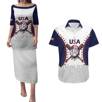 United States 2026 Baseball Custom Couples Matching Puletasi and Hawaiian Shirt Go USA Drip Style
