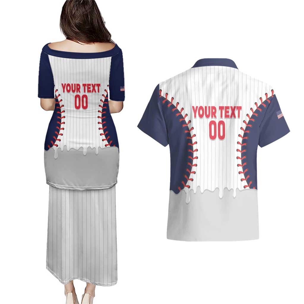 United States 2026 Baseball Custom Couples Matching Puletasi and Hawaiian Shirt Go USA Drip Style