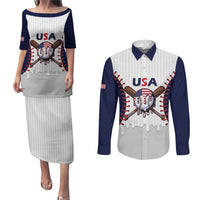 United States 2026 Baseball Custom Couples Matching Puletasi and Long Sleeve Button Shirt Go USA Drip Style