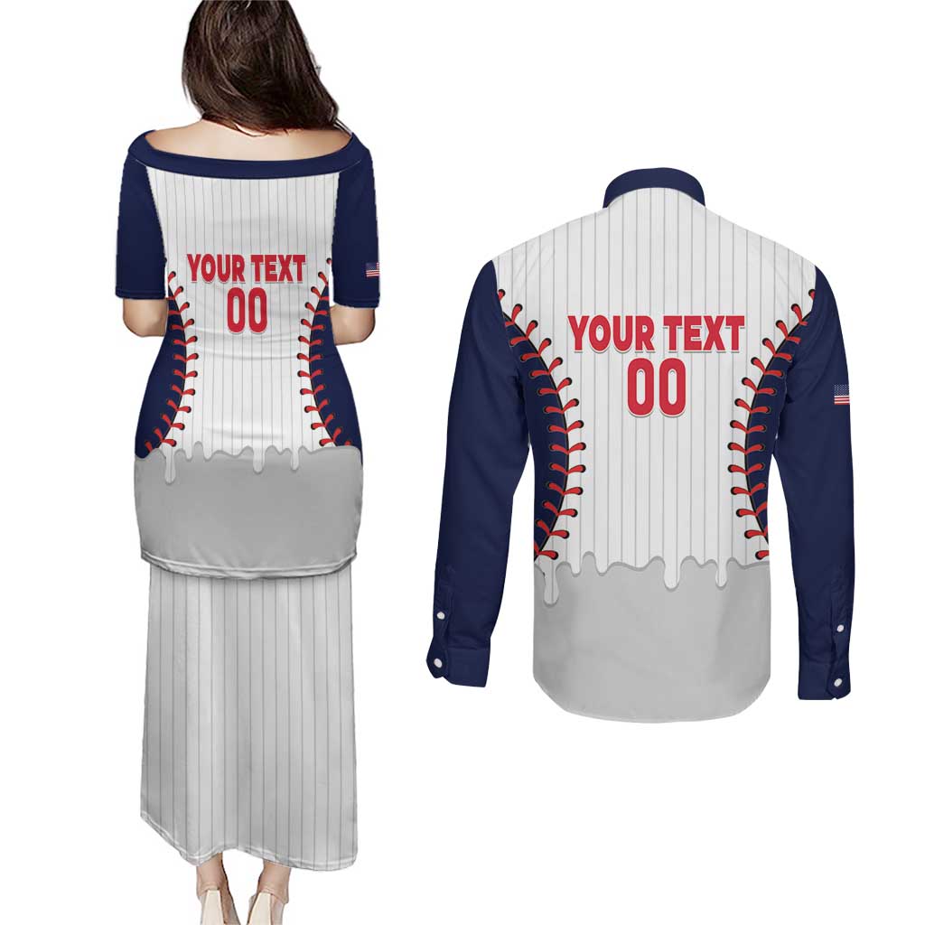 United States 2026 Baseball Custom Couples Matching Puletasi and Long Sleeve Button Shirt Go USA Drip Style