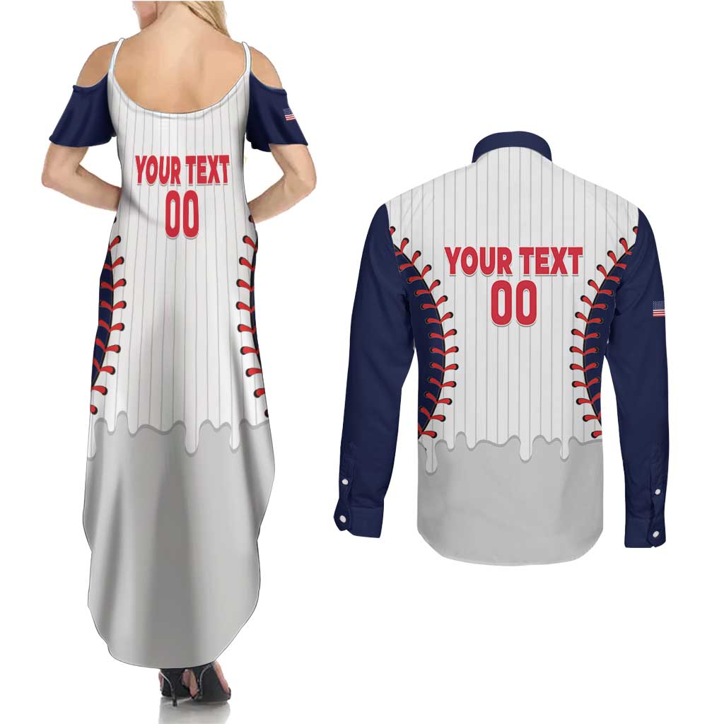United States 2026 Baseball Custom Couples Matching Summer Maxi Dress and Long Sleeve Button Shirt Go USA Drip Style