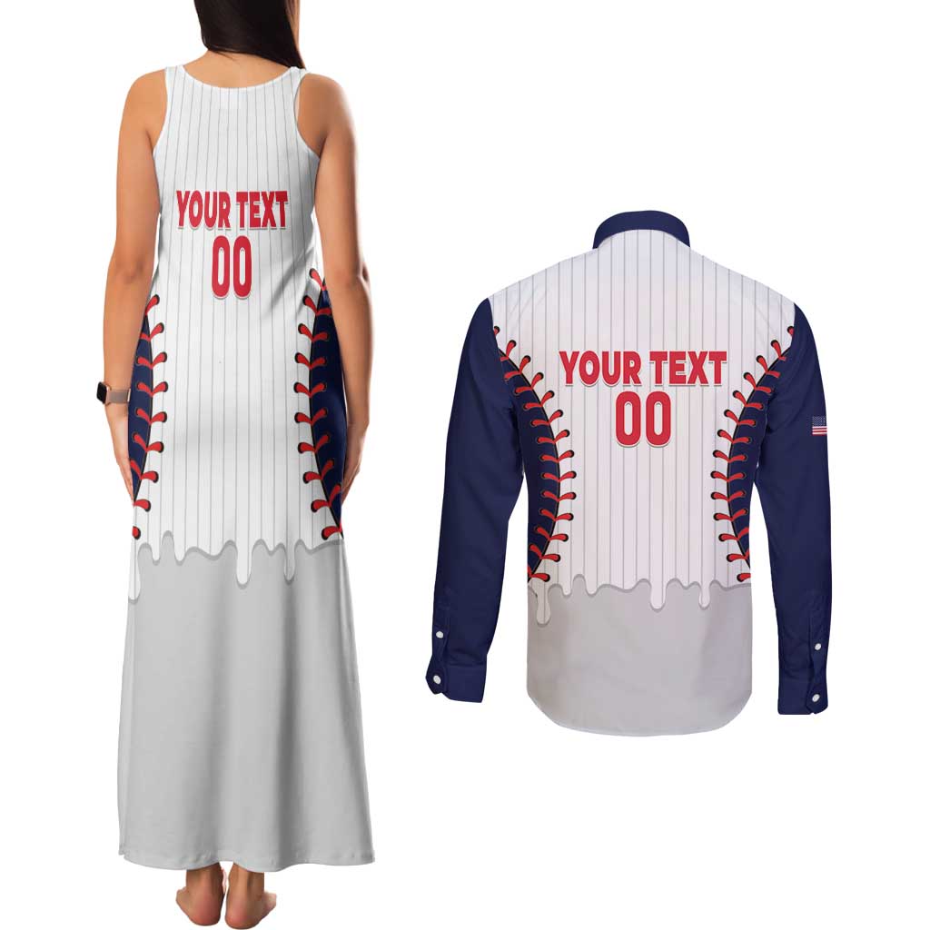 United States 2026 Baseball Custom Couples Matching Tank Maxi Dress and Long Sleeve Button Shirt Go USA Drip Style