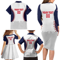 United States 2026 Baseball Custom Family Matching Long Sleeve Bodycon Dress and Hawaiian Shirt Go USA Drip Style