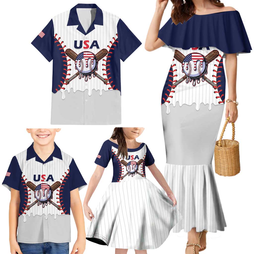 United States 2026 Baseball Custom Family Matching Mermaid Dress and Hawaiian Shirt Go USA Drip Style