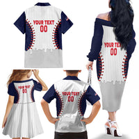 United States 2026 Baseball Custom Family Matching Off The Shoulder Long Sleeve Dress and Hawaiian Shirt Go USA Drip Style