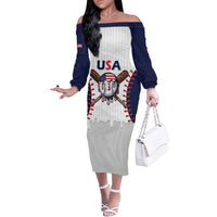 United States 2026 Baseball Custom Family Matching Off The Shoulder Long Sleeve Dress and Hawaiian Shirt Go USA Drip Style