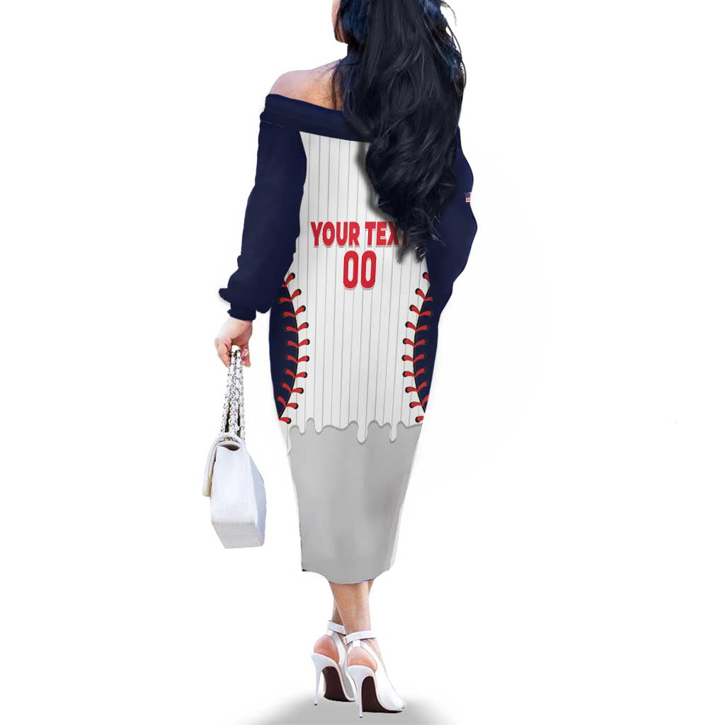 United States 2026 Baseball Custom Family Matching Off The Shoulder Long Sleeve Dress and Hawaiian Shirt Go USA Drip Style