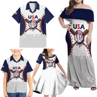 United States 2026 Baseball Custom Family Matching Off Shoulder Maxi Dress and Hawaiian Shirt Go USA Drip Style