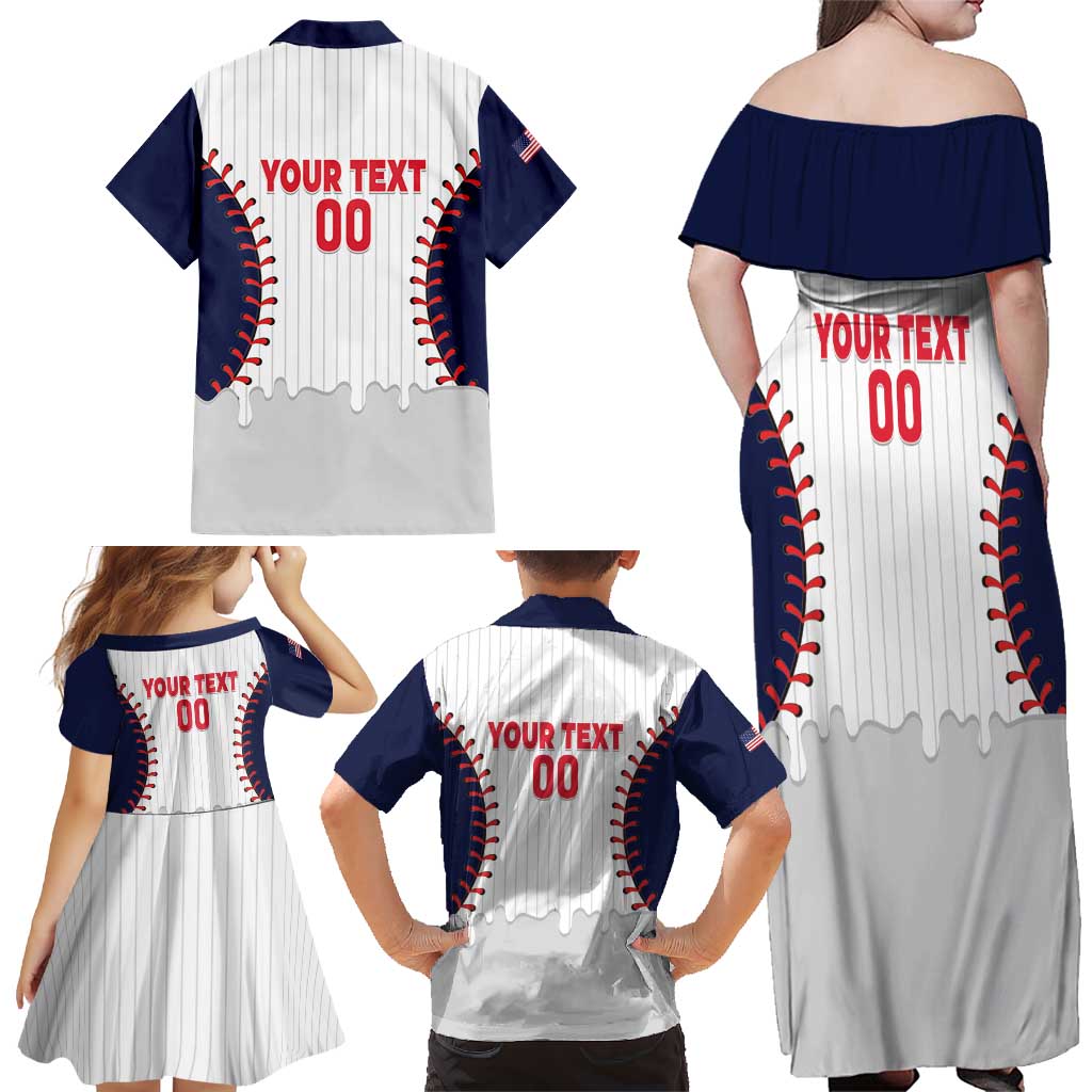 United States 2026 Baseball Custom Family Matching Off Shoulder Maxi Dress and Hawaiian Shirt Go USA Drip Style