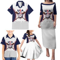 United States 2026 Baseball Custom Family Matching Puletasi and Hawaiian Shirt Go USA Drip Style