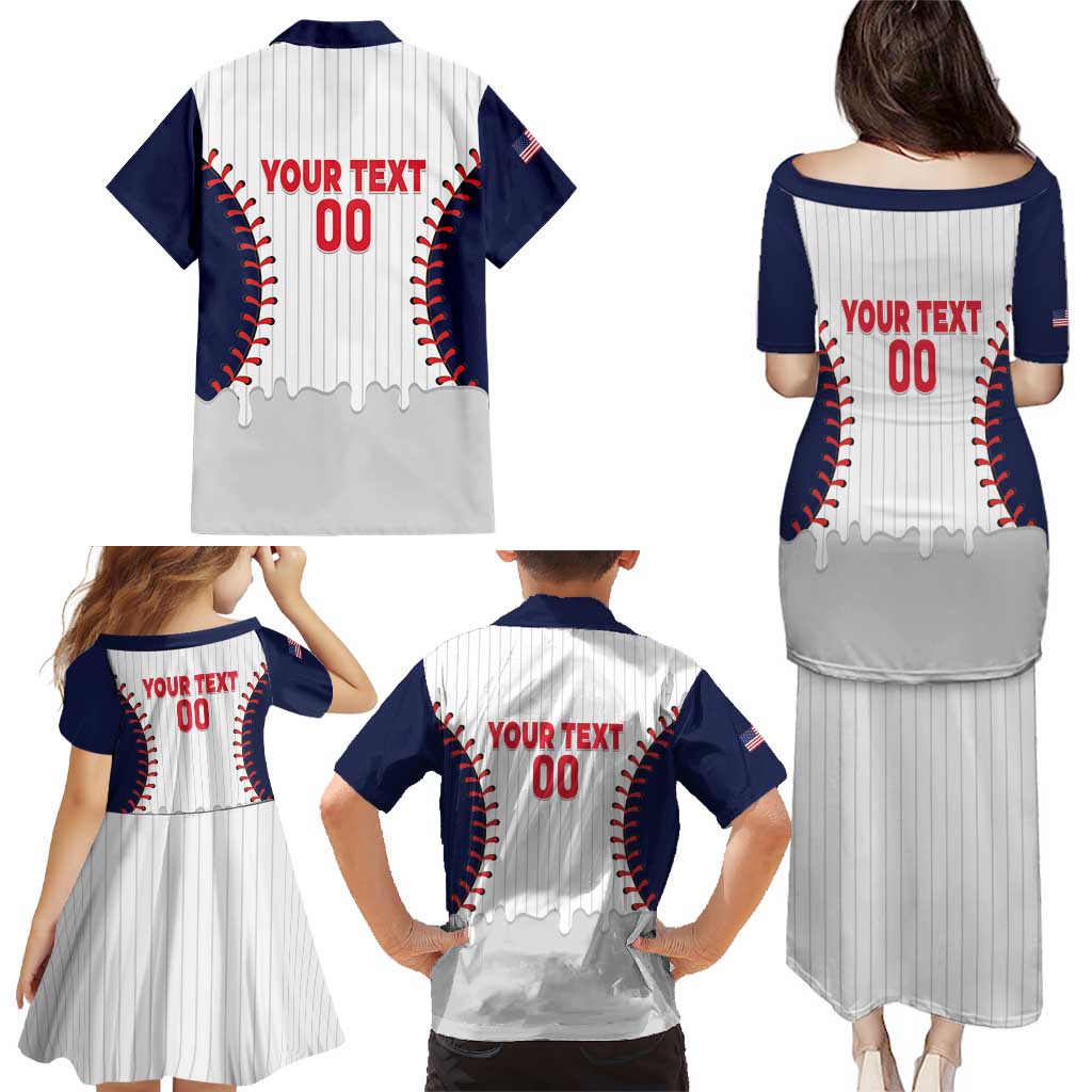 United States 2026 Baseball Custom Family Matching Puletasi and Hawaiian Shirt Go USA Drip Style