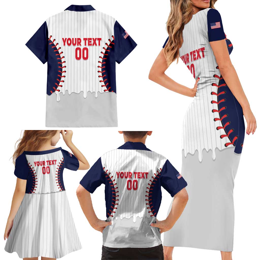 United States 2026 Baseball Custom Family Matching Short Sleeve Bodycon Dress and Hawaiian Shirt Go USA Drip Style