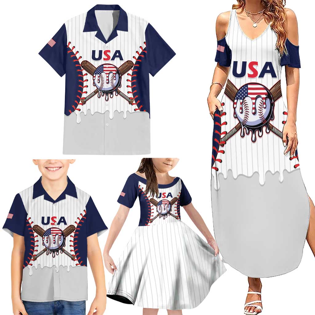 United States 2026 Baseball Custom Family Matching Summer Maxi Dress and Hawaiian Shirt Go USA Drip Style