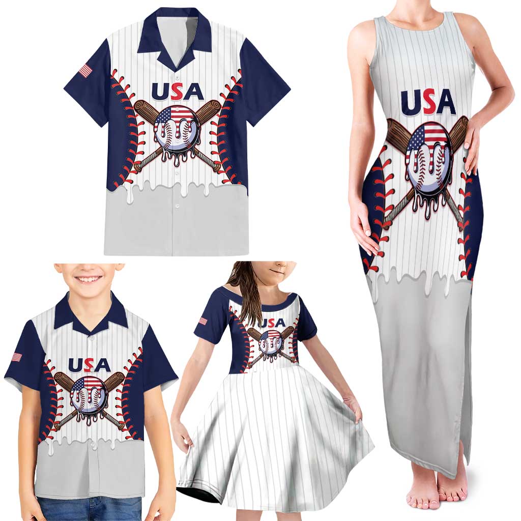 United States 2026 Baseball Custom Family Matching Tank Maxi Dress and Hawaiian Shirt Go USA Drip Style