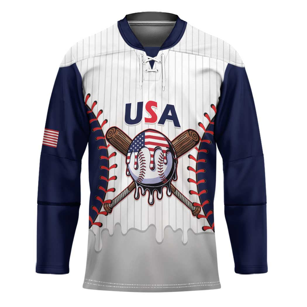 United States 2026 Baseball Custom Hockey Jersey Go USA Drip Style
