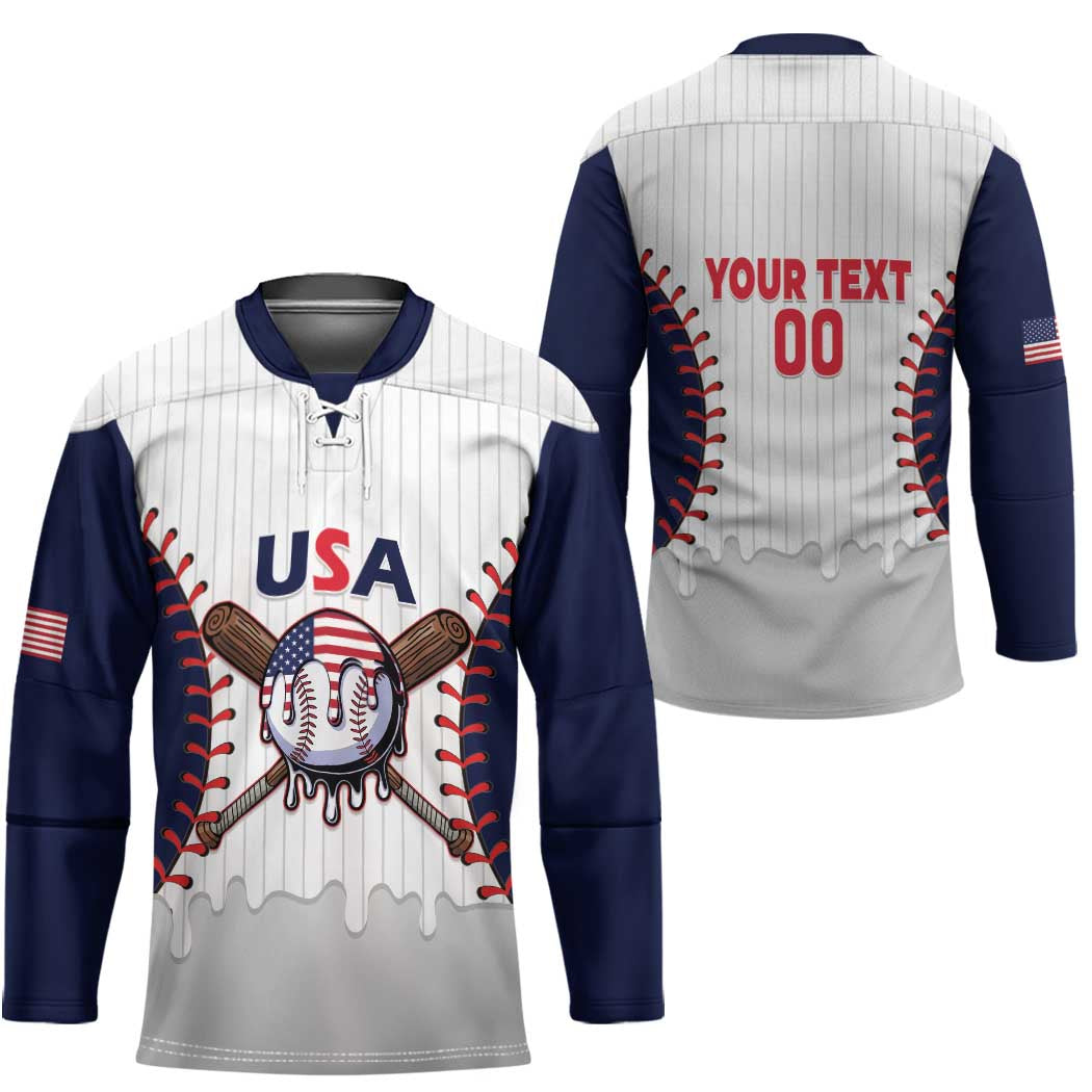 United States 2026 Baseball Custom Hockey Jersey Go USA Drip Style
