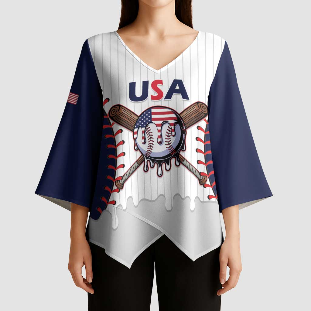 United States 2026 Baseball Custom Kimono Sleeve Blouse Go USA Drip Style