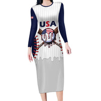 United States 2026 Baseball Custom Long Sleeve Bodycon Dress Go USA Drip Style