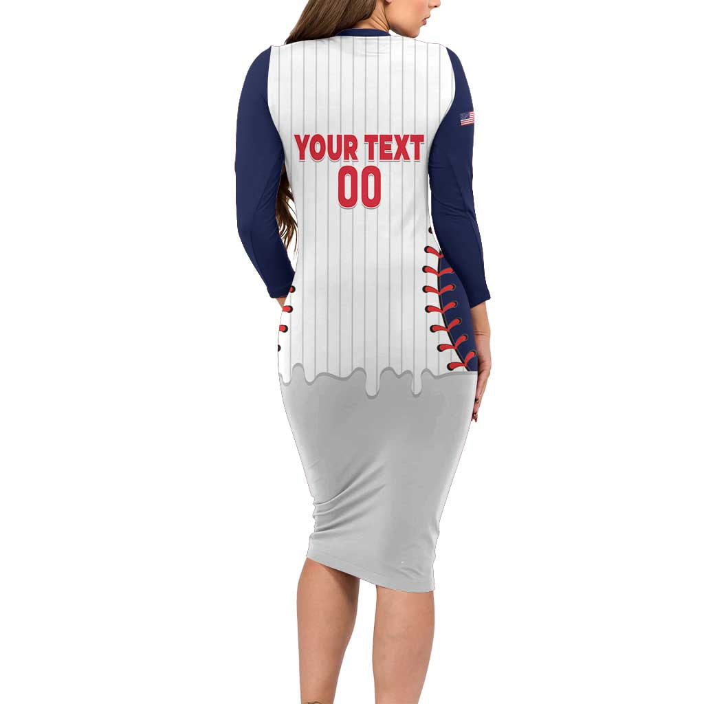 United States 2026 Baseball Custom Long Sleeve Bodycon Dress Go USA Drip Style