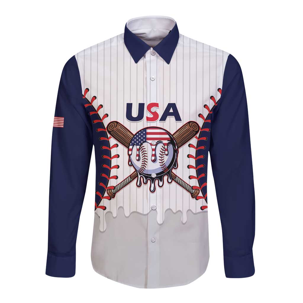 United States 2026 Baseball Custom Long Sleeve Button Shirt Go USA Drip Style
