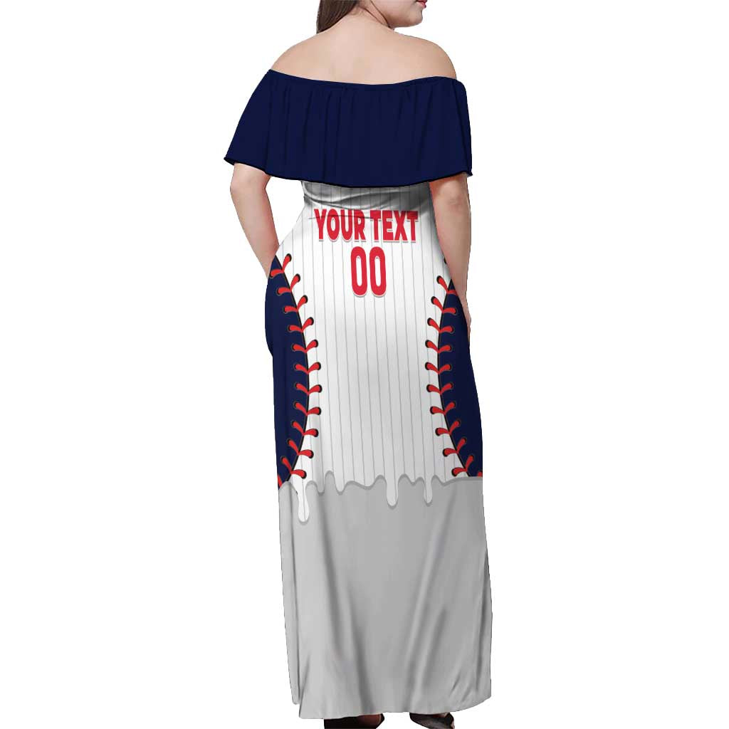 United States 2026 Baseball Custom Off Shoulder Maxi Dress Go USA Drip Style