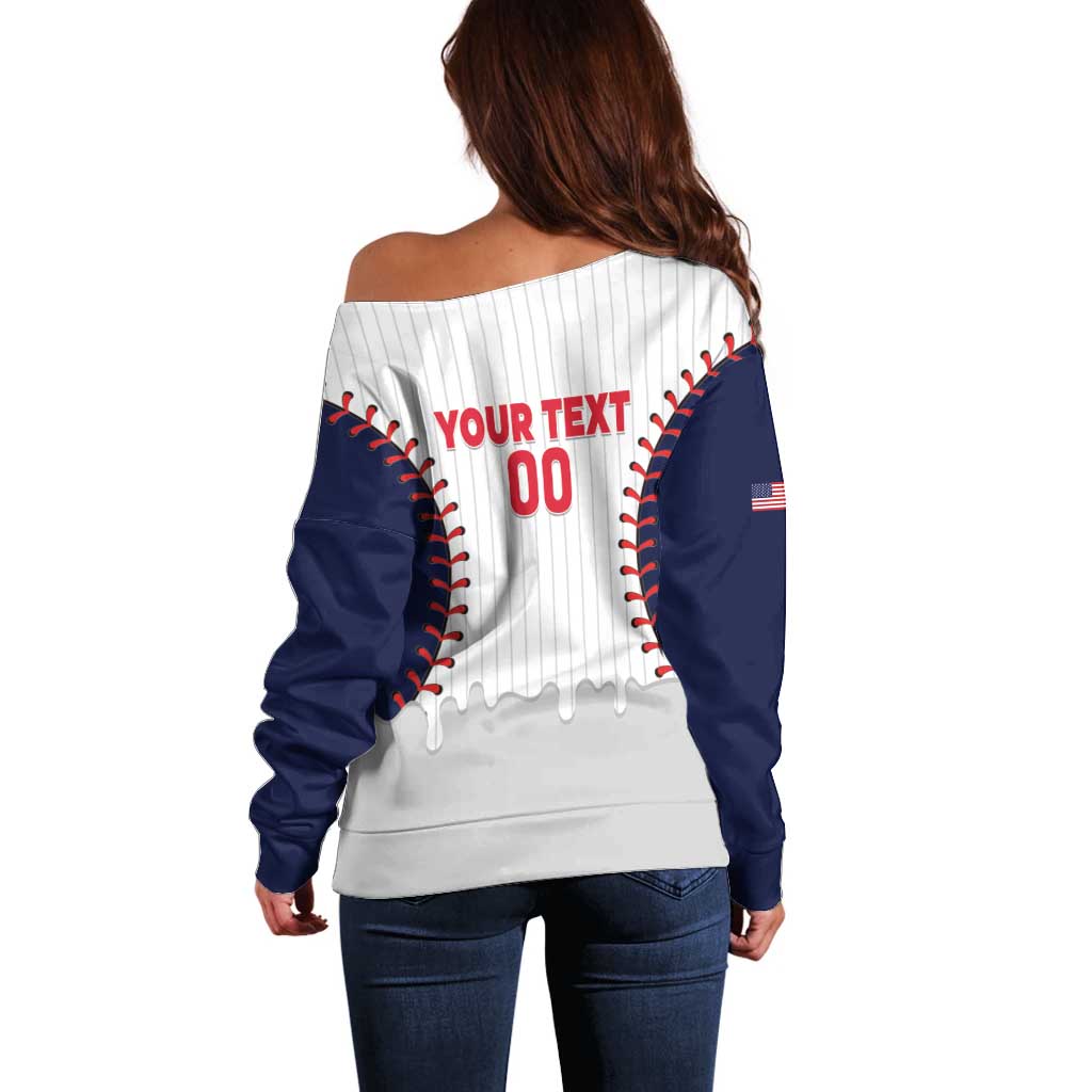 United States 2026 Baseball Custom Off Shoulder Sweater Go USA Drip Style