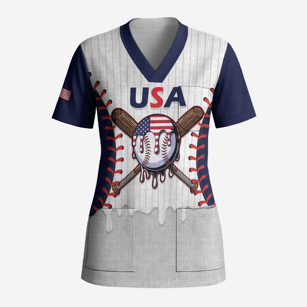 United States 2026 Baseball Custom Scrub Top Go USA Drip Style