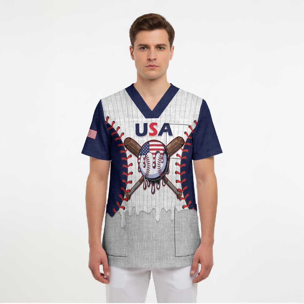 United States 2026 Baseball Custom Scrub Top Go USA Drip Style