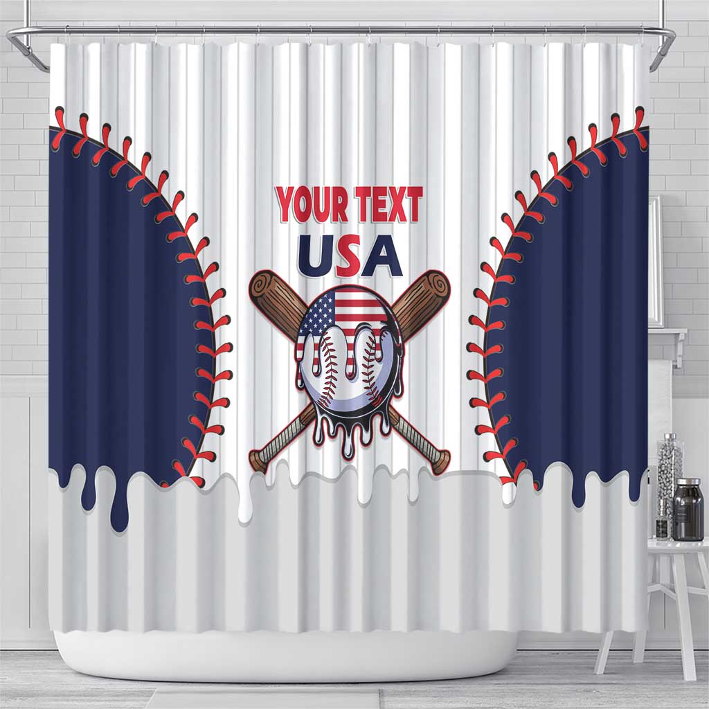United States 2026 Baseball Custom Shower Curtain Go USA Drip Style