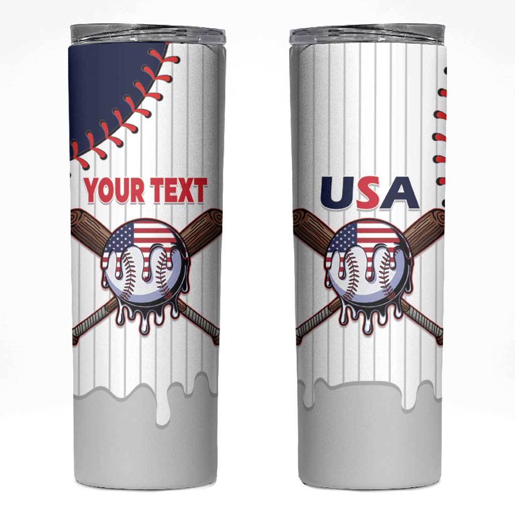 United States 2026 Baseball Custom Skinny Tumbler Go USA Drip Style