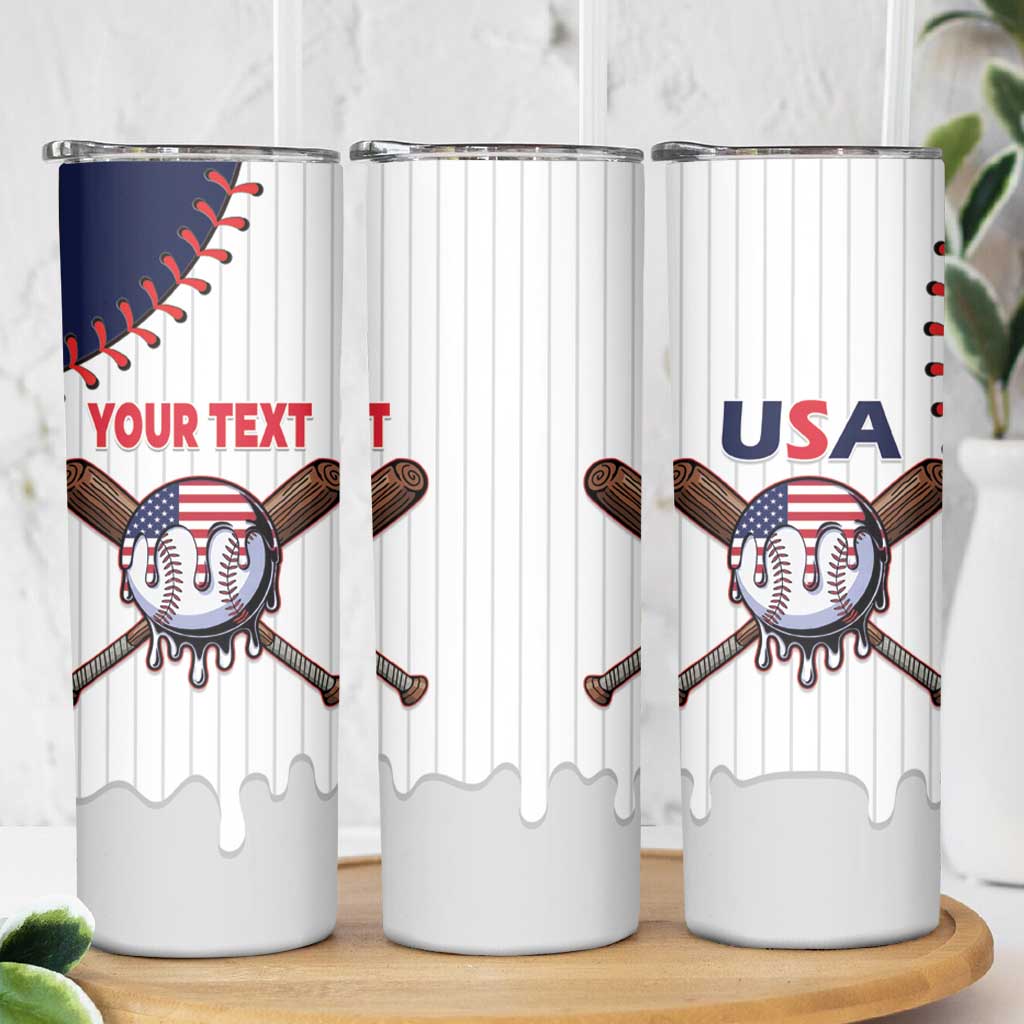 United States 2026 Baseball Custom Skinny Tumbler Go USA Drip Style