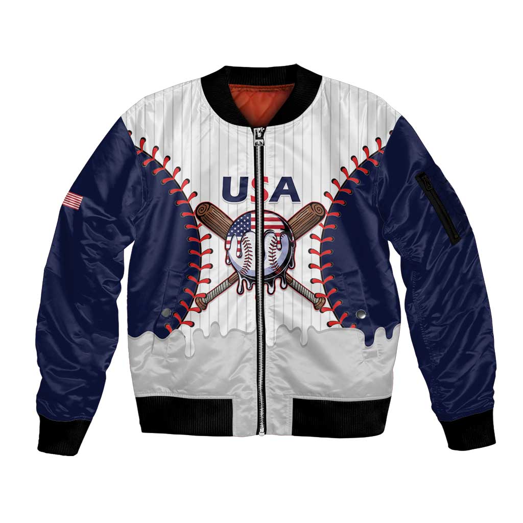 United States 2026 Baseball Custom Sleeve Zip Bomber Jacket Go USA Drip Style