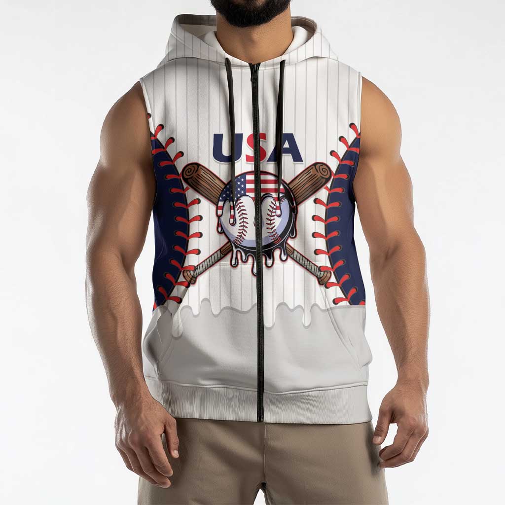 United States 2026 Baseball Custom Sleeveless Zip Hoodie Go USA Drip Style