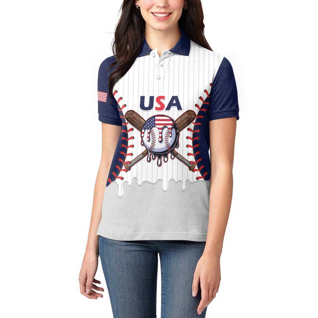 United States 2026 Baseball Custom Women Polo Shirt Go USA Drip Style