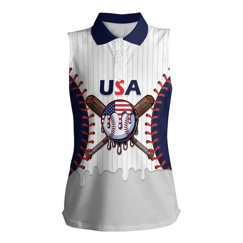 United States 2026 Baseball Custom Women Sleeveless Polo Shirt Go USA Drip Style