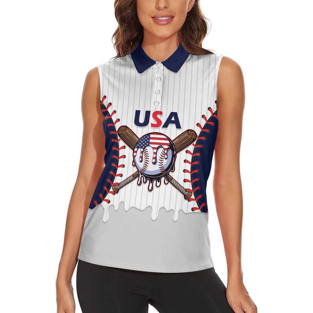 United States 2026 Baseball Custom Women Sleeveless Polo Shirt Go USA Drip Style